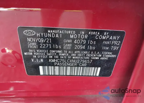 2022 Hyundai Ioniq Hybrid Se из США, поврежденный, VIN KMHC75LCXNU279657